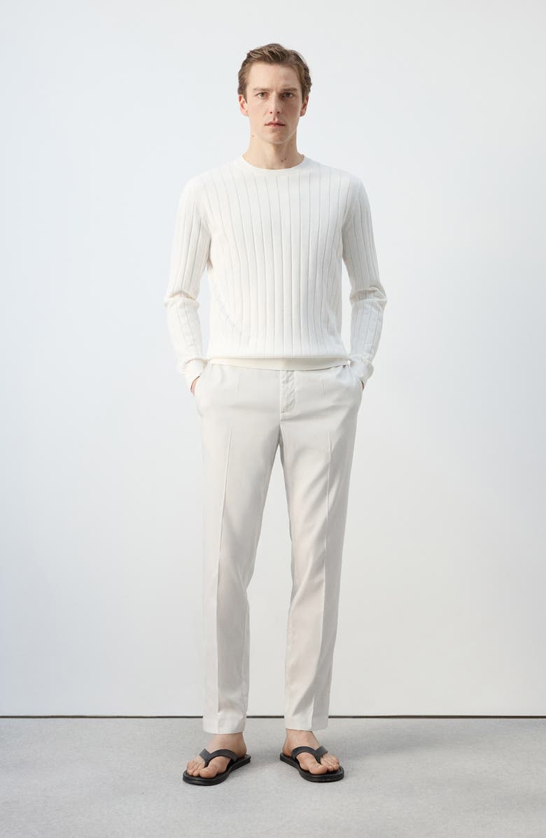 MANGO Rib Crewneck Sweater, Alternate, color, Off White