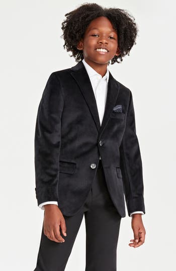 Tallia Kids' Velvet Sport Coat In Black