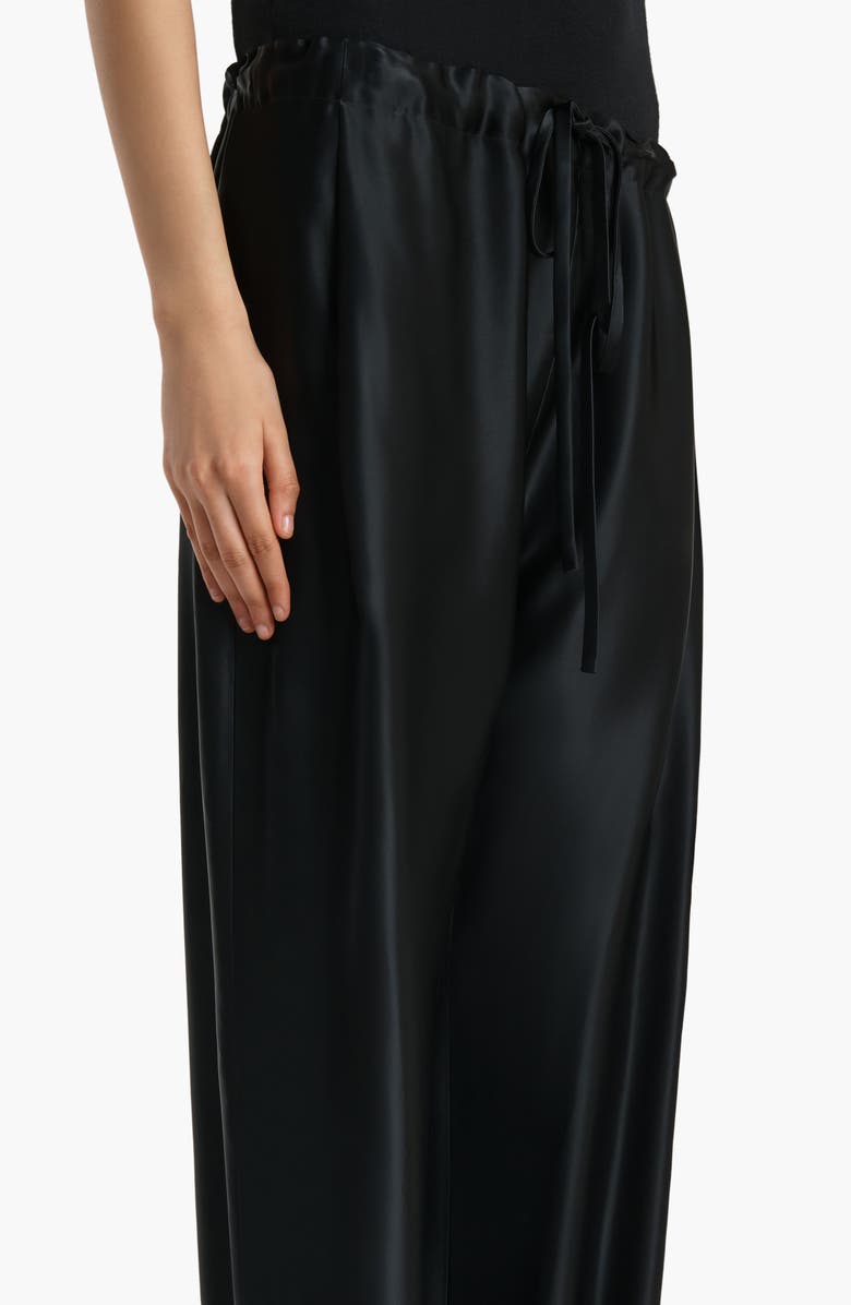 Khaite Rohen Satin Barrel Leg Drawstring Pants, Alternate, color, Black