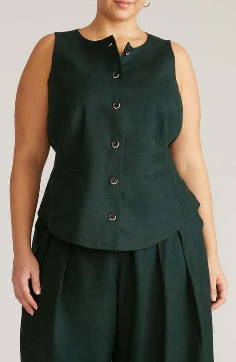 Linen Blend Vest (Plus)