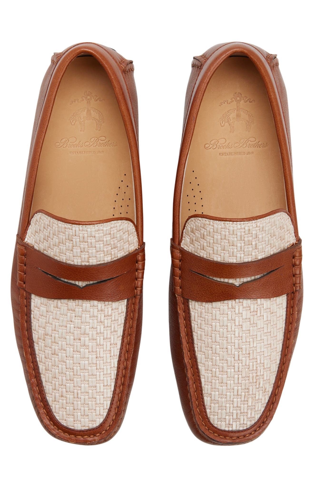 Brooks Brothers Jefferson Mixed Media Driving Loafer, Alternate, color, Medium Brown
