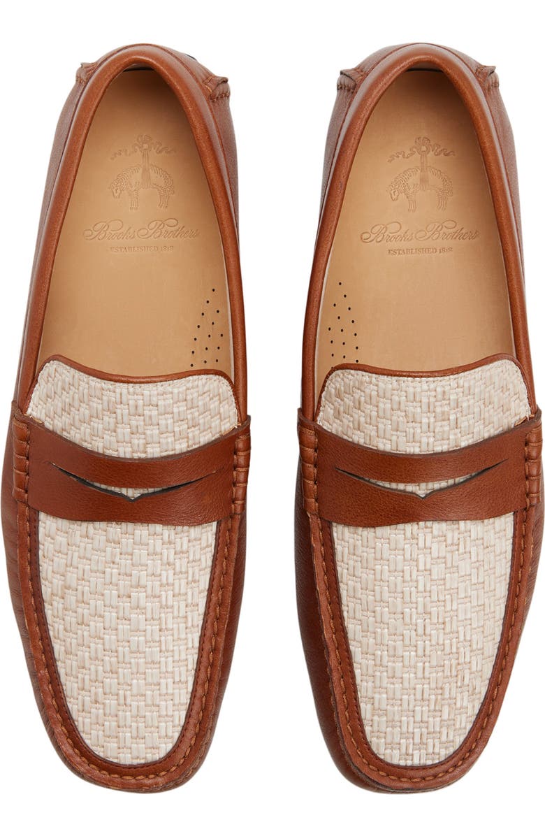 Brooks Brothers Jefferson Mixed Media Driving Loafer, Alternate, color, Medium Brown