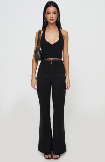 Stellina Lace Trim Slim Flare Pants