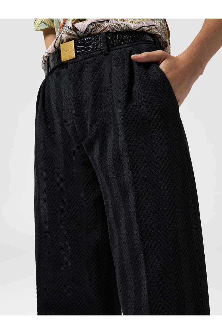 Classic Trousers In Cotton And Viscose Tone-on-tone Zig Zag, Alternate, color, Black