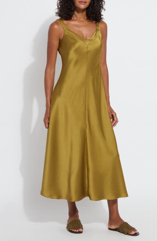 Lyssé Gemma Satin Midi Slipdress In Manzanilla
