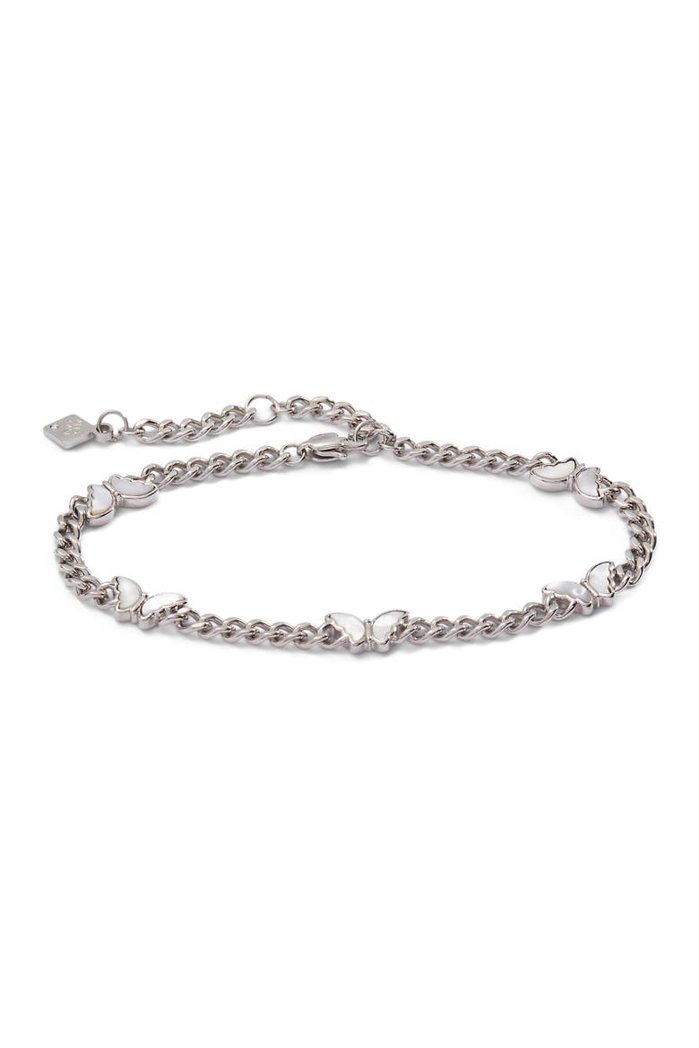Butterfly Curb Chain Bracelet, Main, color, Silver