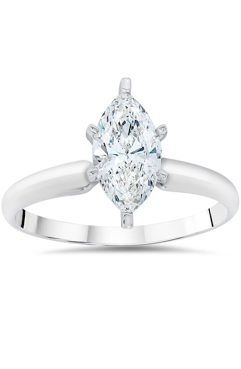 Bliss Diamond Certified 1Ct Marquise Diamond Engagement Ring 14k Gold Lab Grown, Main, color, 14K White Gold