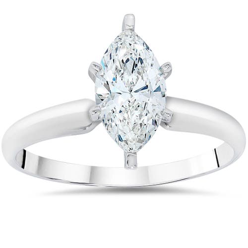 Bliss Diamond Certified 1ct Marquise Diamond Engagement Ring 14k Gold Lab Grown In Silver