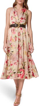 Donna Karan New York Floral Print Sleeveless Midi Dress