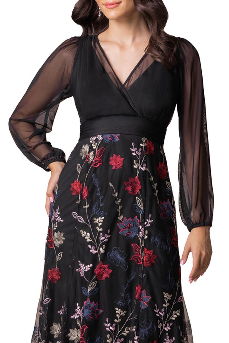 Isabella Embroidered Mesh Gown, Alternate, color, Enchanted garden