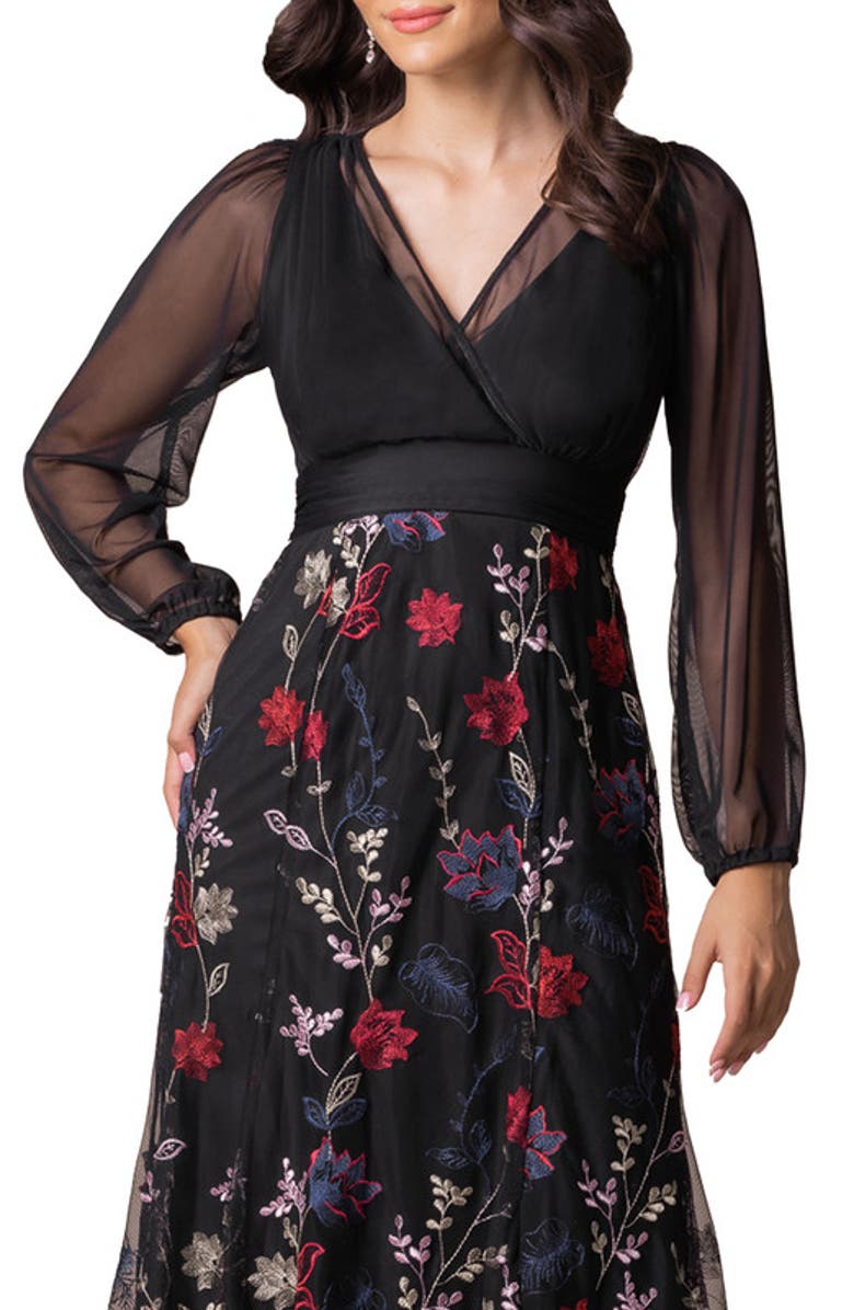 Kiyonna Isabella Embroidered Mesh Gown, Alternate, color, Enchanted Garden