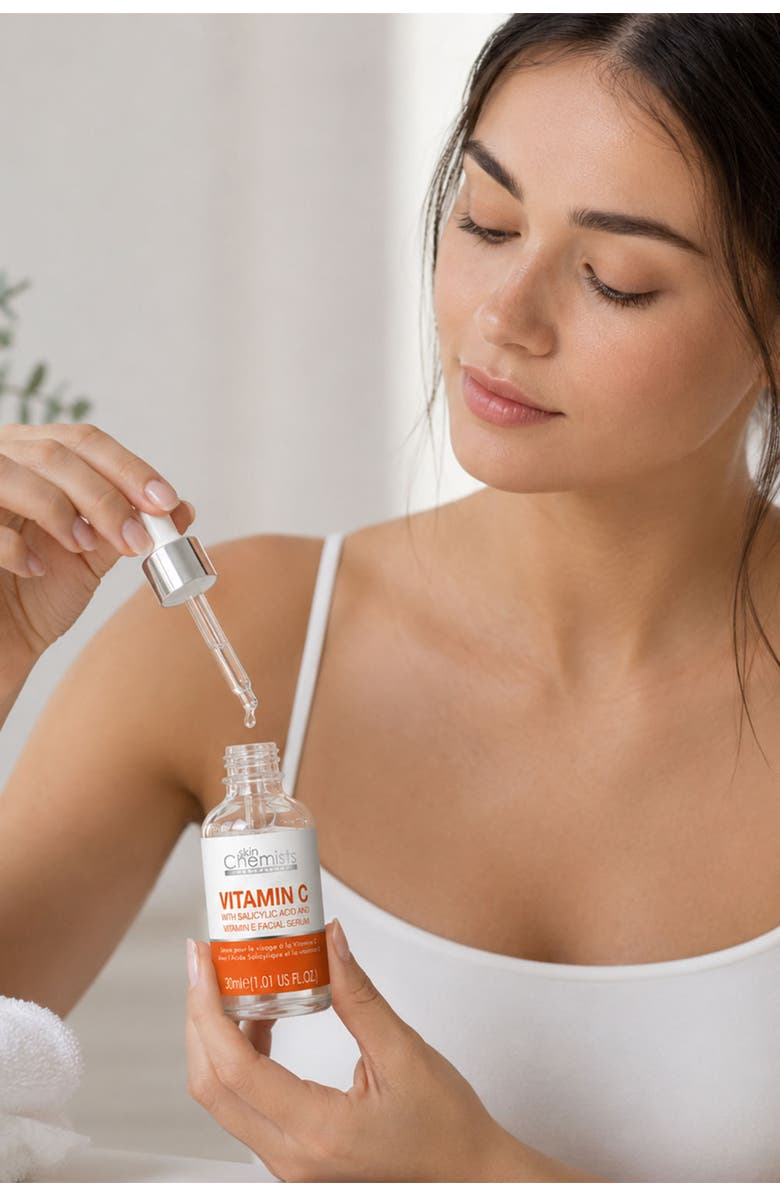 SKINCHEMISTS Anti-Ageing Vitamin C Salicylic Acid Facial Serum 30ml for Acne & Blemishes, Large Pores, Alternate, color, White