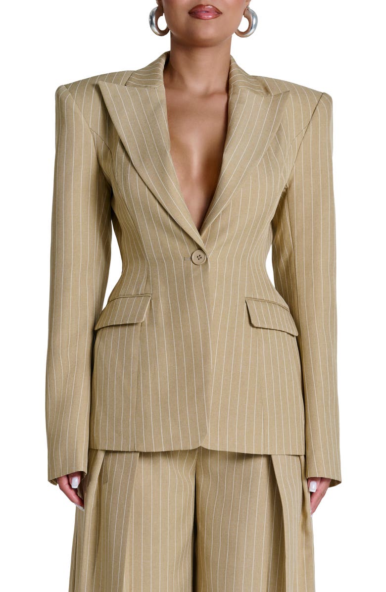 Naked Wardrobe Pinstripe Blazer, Alternate, color, Beige Pinstripe