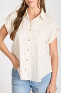 Blu Pepper Stripe Short Sleeve Button-Up Shirt