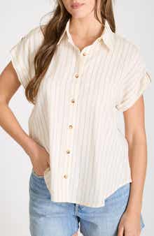Stripe Short Sleeve Button-Up Shirt