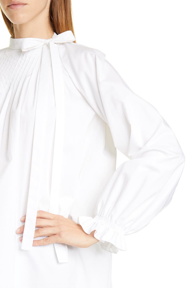 Adam Lippes Pintuck Cotton Poplin Blouse, Alternate, color,