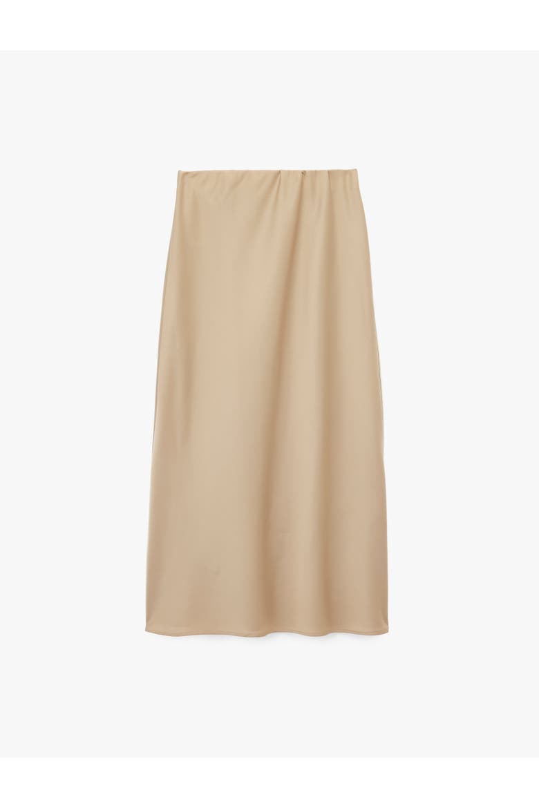 Elastic Waist Satin Midi Skirt, Alternate, color, BEIGE