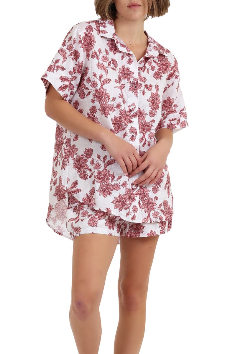 Papinelle Resort Floral Linen Pajama Top, Alternate, color, 