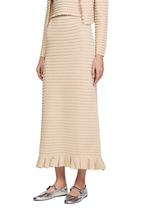 【海外限定】Sandroワンピース☆V-Neck Pleated-Skirt Woven Max Mini striped pleated skirt blue For Women | Sandro Paris