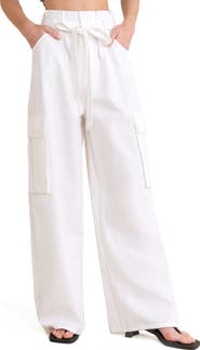 FREEMARKET Tie Waist Cotton Cargo Pants