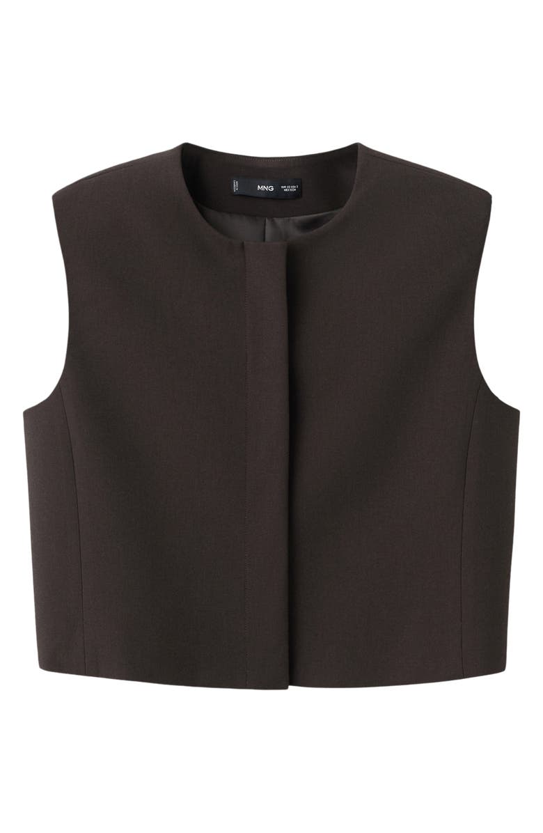 MANGO Sleeveless Snap-Up Crop Top, Alternate, color, Grey