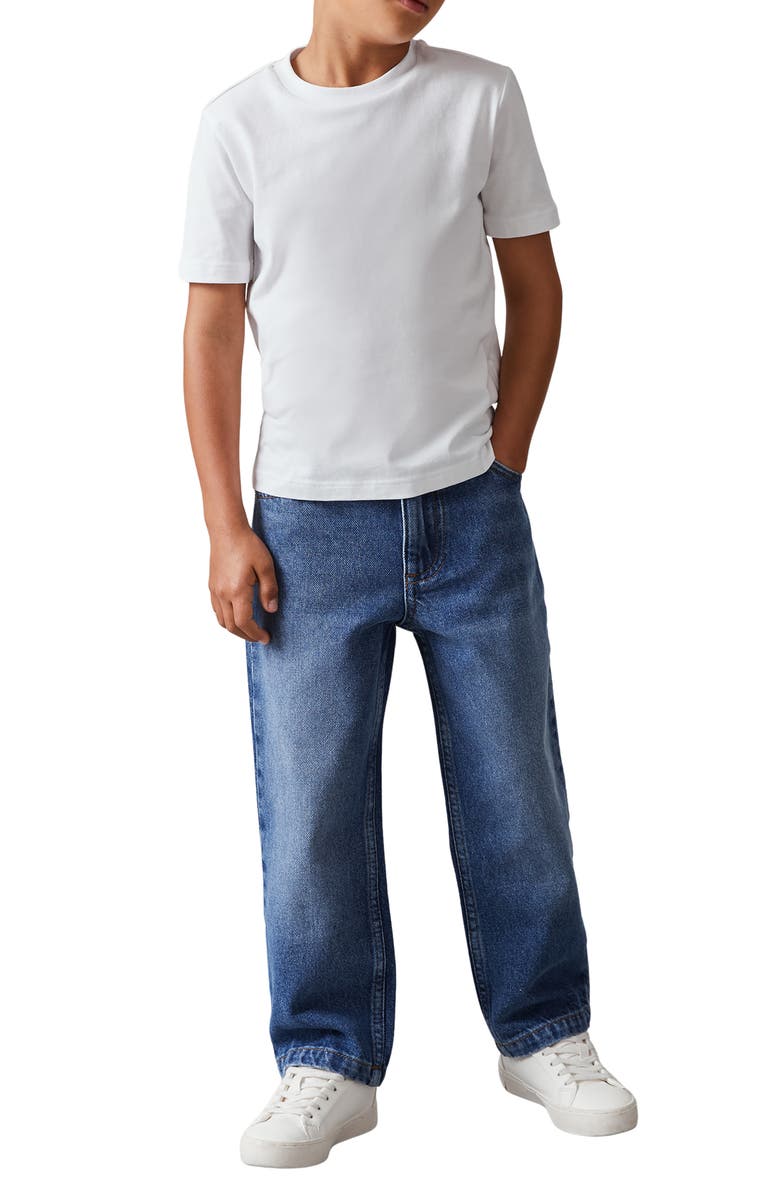 Reiss Kids' Ronnie Loose Fit Jeans, Alternate, color, Mid Blue Wash