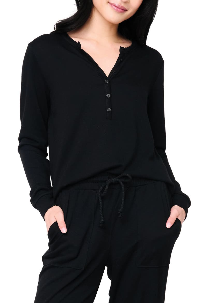 Serene Mornings Henley Top, Main, color, BLACK