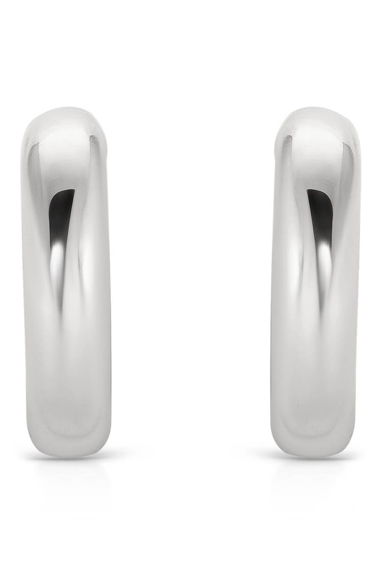 Small Thick Classic Hoop Earrings, Alternate, color, RHODIUM