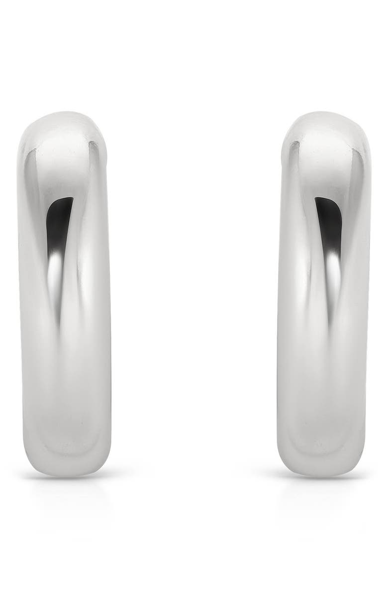 Ettika Small Thick Classic Hoop Earrings, Alternate, color, Rhodium