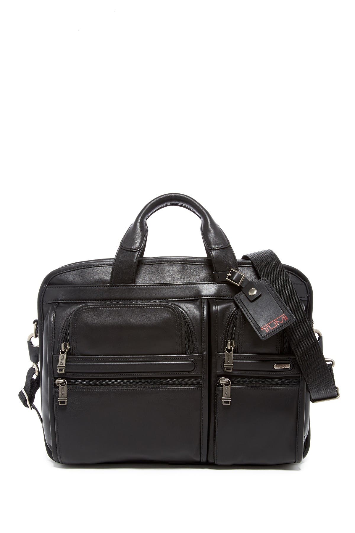 TUMI Alpha T-Pass<sup>™</sup>' Medium Screen Laptop Slim Leather Briefcase, Main, color, 