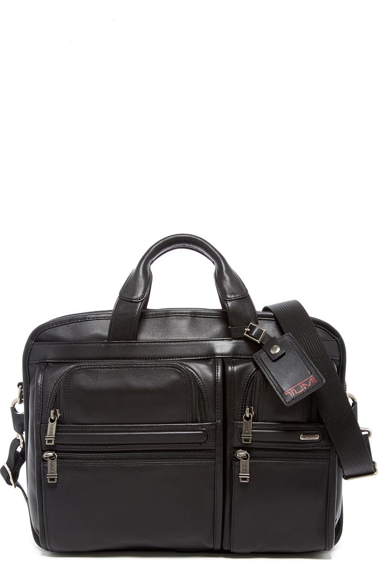 TUMI Alpha T-Pass<sup>™</sup>' Medium Screen Laptop Slim Leather Briefcase, Main, color,