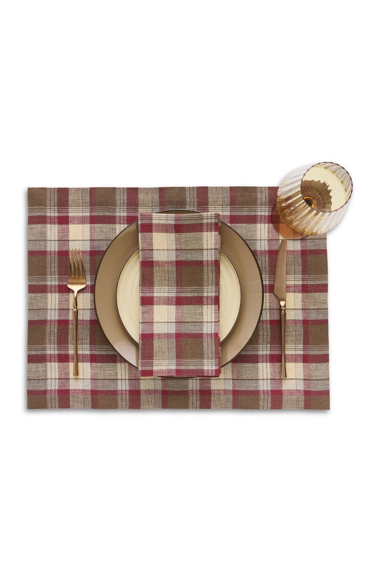 Linen Dinner Napkins Set of 4, 20 x 20" - Rustic Plaid, Alternate, color, Rustic Multicolor