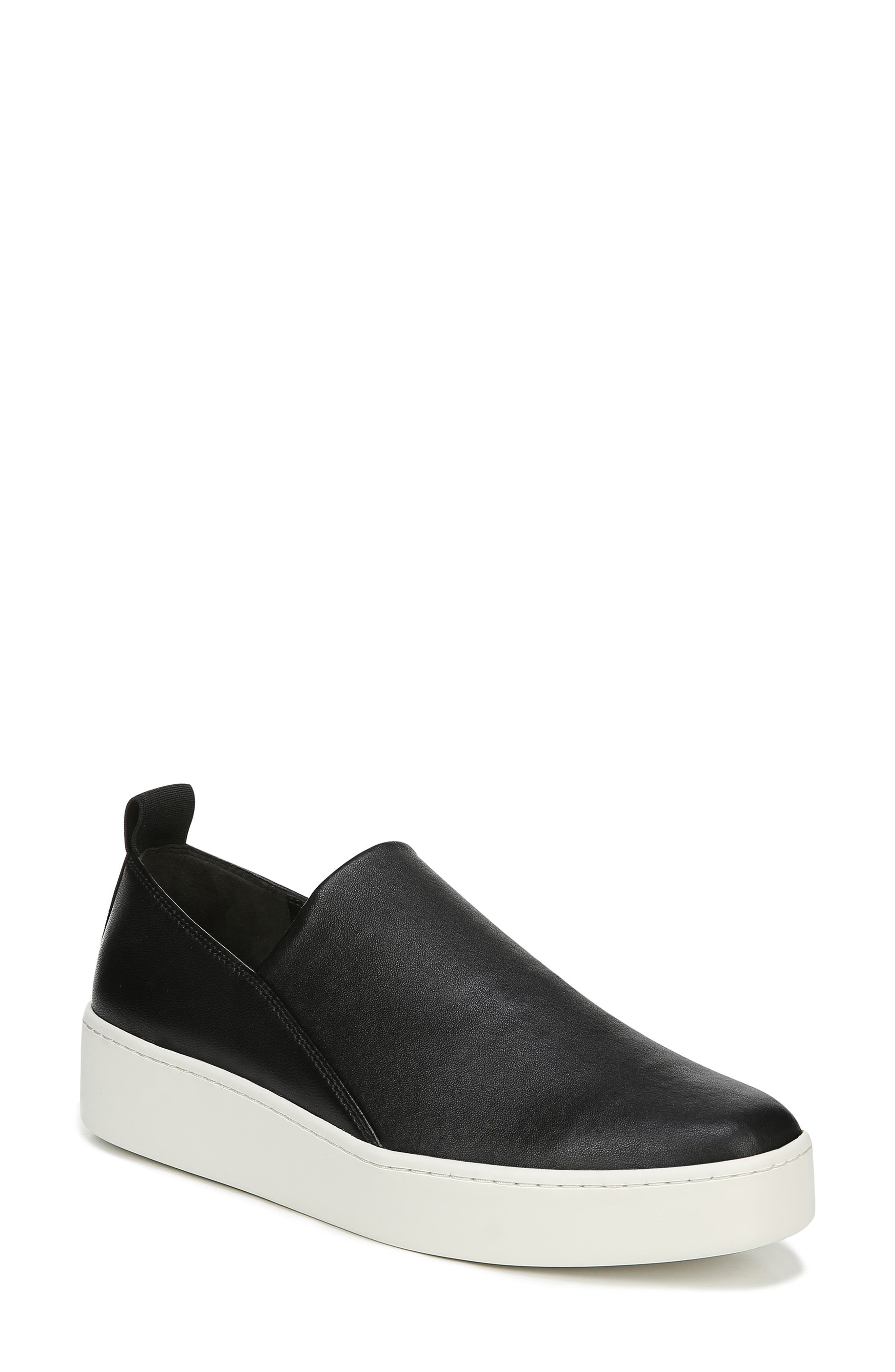 Saxon Slip-On Sneaker, Main, color, BLACK THIN STRETCH NAPPA