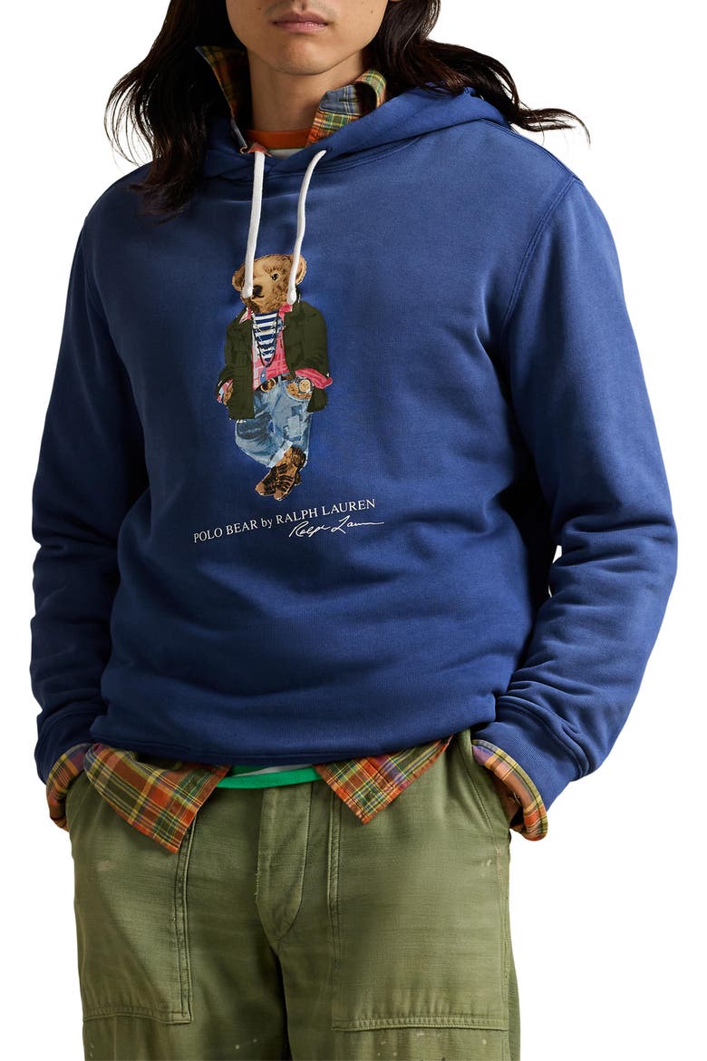Polo Bear Fleece Graphic Hoodie, Main, color, CR24 NW IRIS BLU SW EXPLR BEAR
