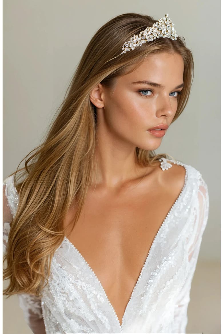 Elizabeth Crystal Crown (Nordstrom Exclusive), Alternate, color, GOLD