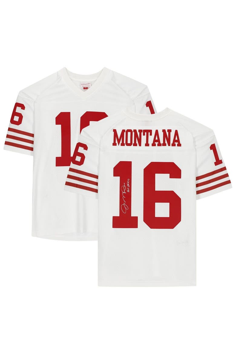 Joe Montana San Francisco 49ers Autographed Mitchell & Ness White Replica Jersey with "HOF 00" Inscription, Main, color, White
