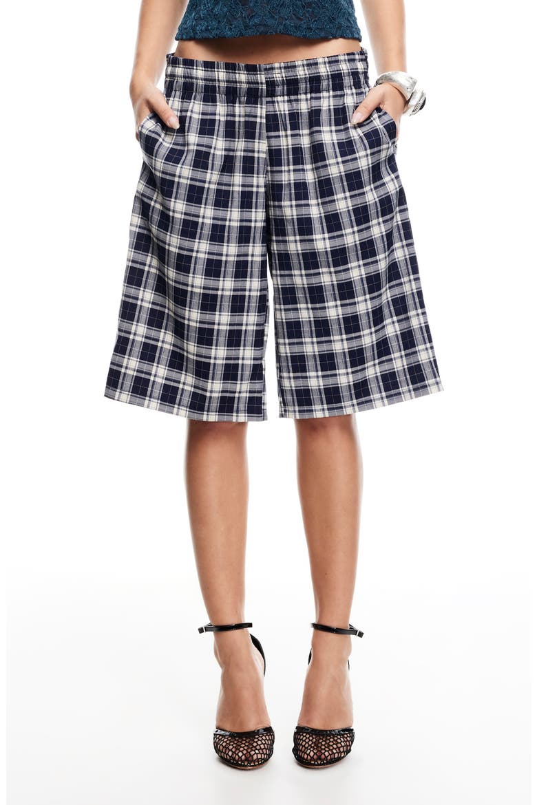 Sevigney Plaid Long Shorts, Main, color, NAVY CHECK