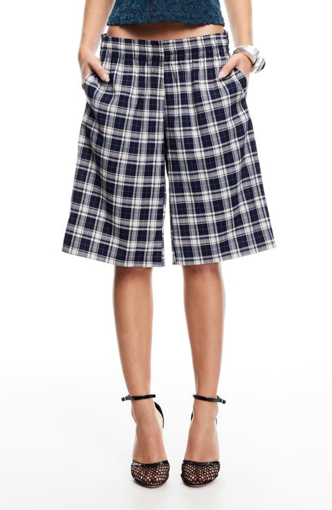 Sevigney Plaid Long Shorts