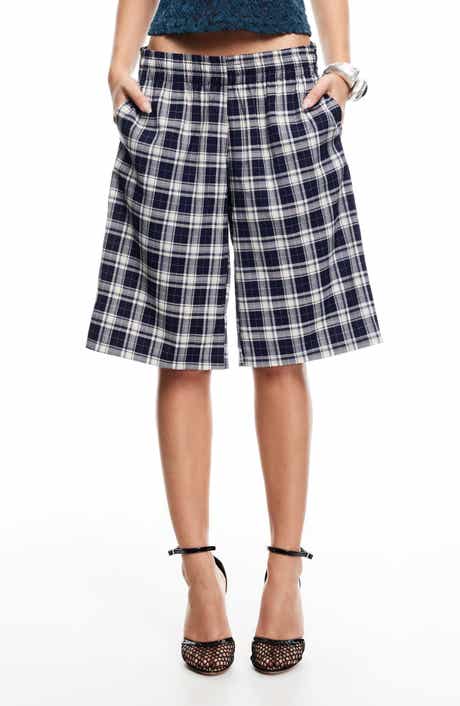 LIONESS Sevigney Plaid Long Shorts