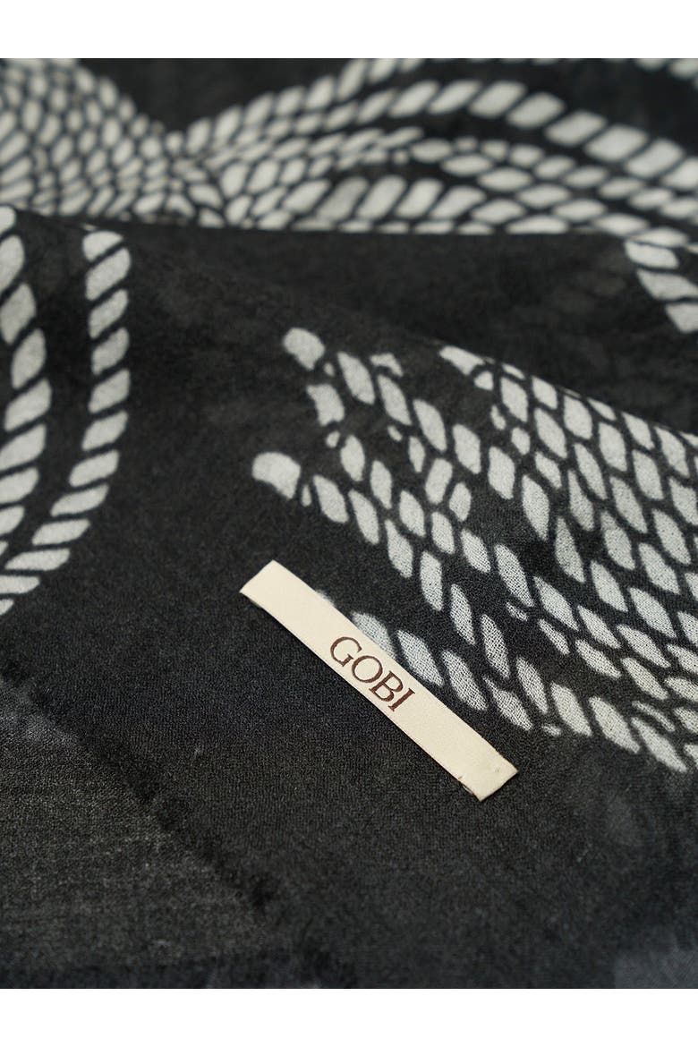 Rope Knot Printed Cashmere Shawl, Alternate, color, coconut milk