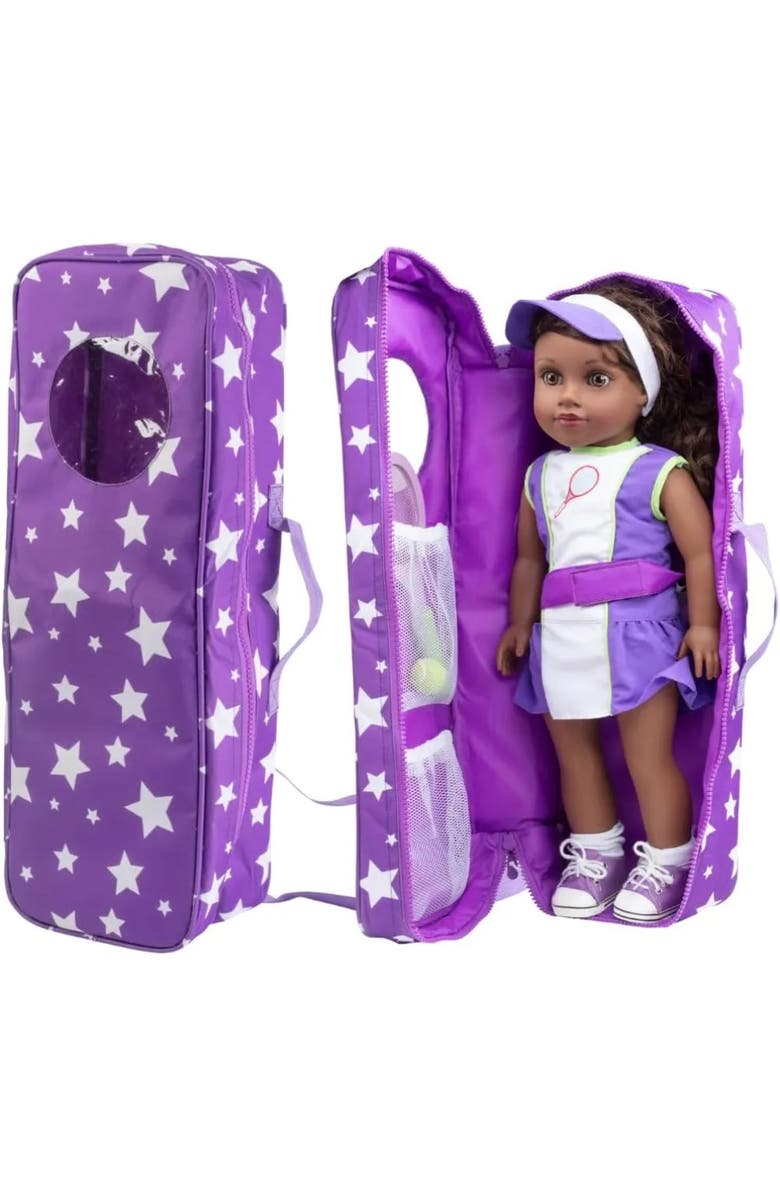 Dress Along Dolly Purple Star Doll Storage Carrying Case for 18" Girl Dolls, Main, color, Purple
