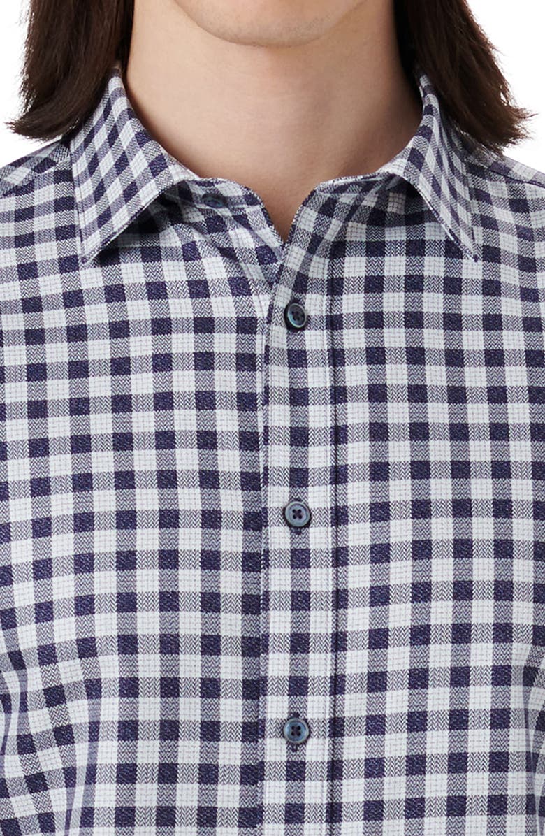 Bugatchi Shaped Fit Gingham Button-Up Shirt, Alternate, color,