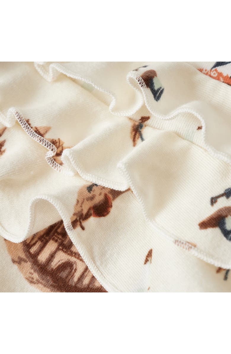 Milkbarn Organic Cotton Ruffle Zipper Footed Romper, Alternate, color, Sandcastle