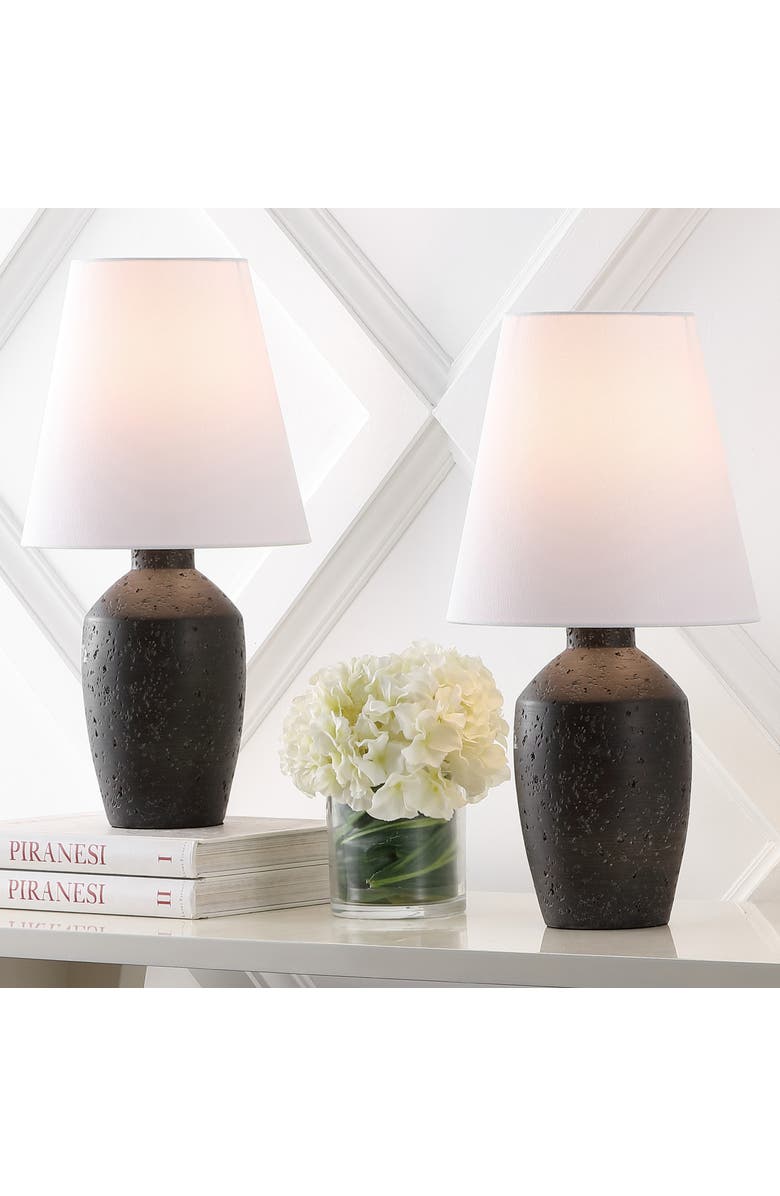 JONATHAN Y Xander 19.5" Minimalist Scandinavian Concrete Effect Resin/Iron Ginger Jar LED Table Lamp, Alternate, color, Matte Black