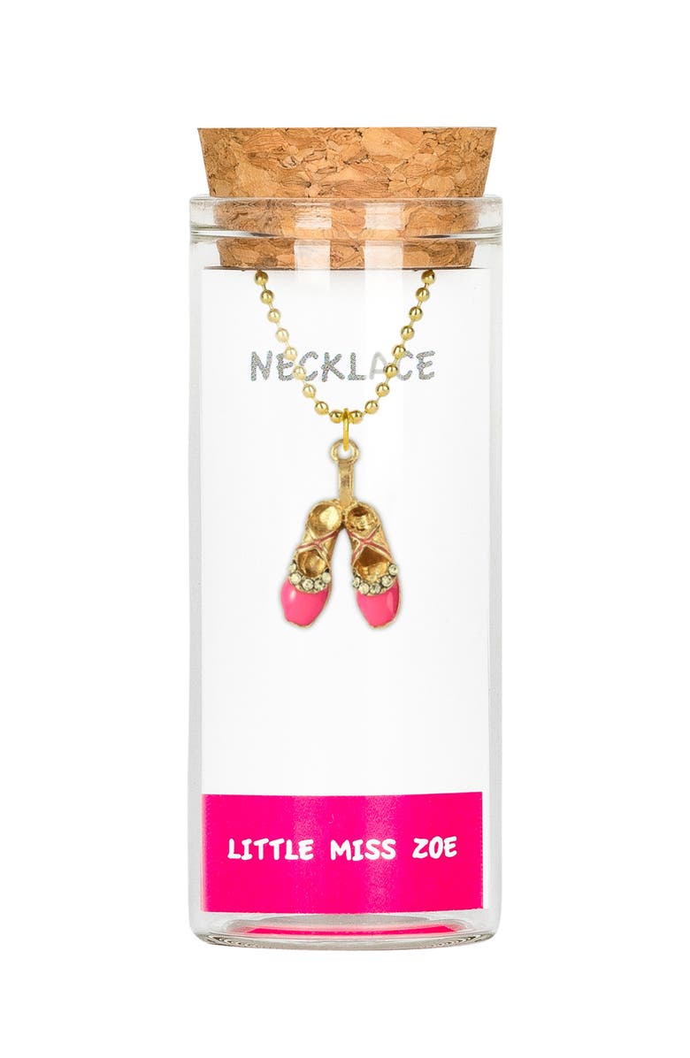 Little Miss Zoe Ballerina Slippers Charm Necklace, Main, color, Pink