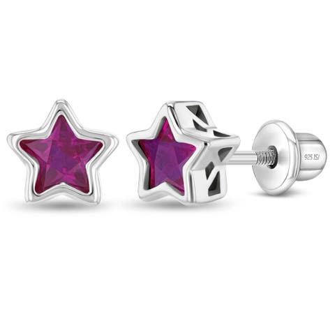 Cubic Zirconia Birthstone Star Earrings
