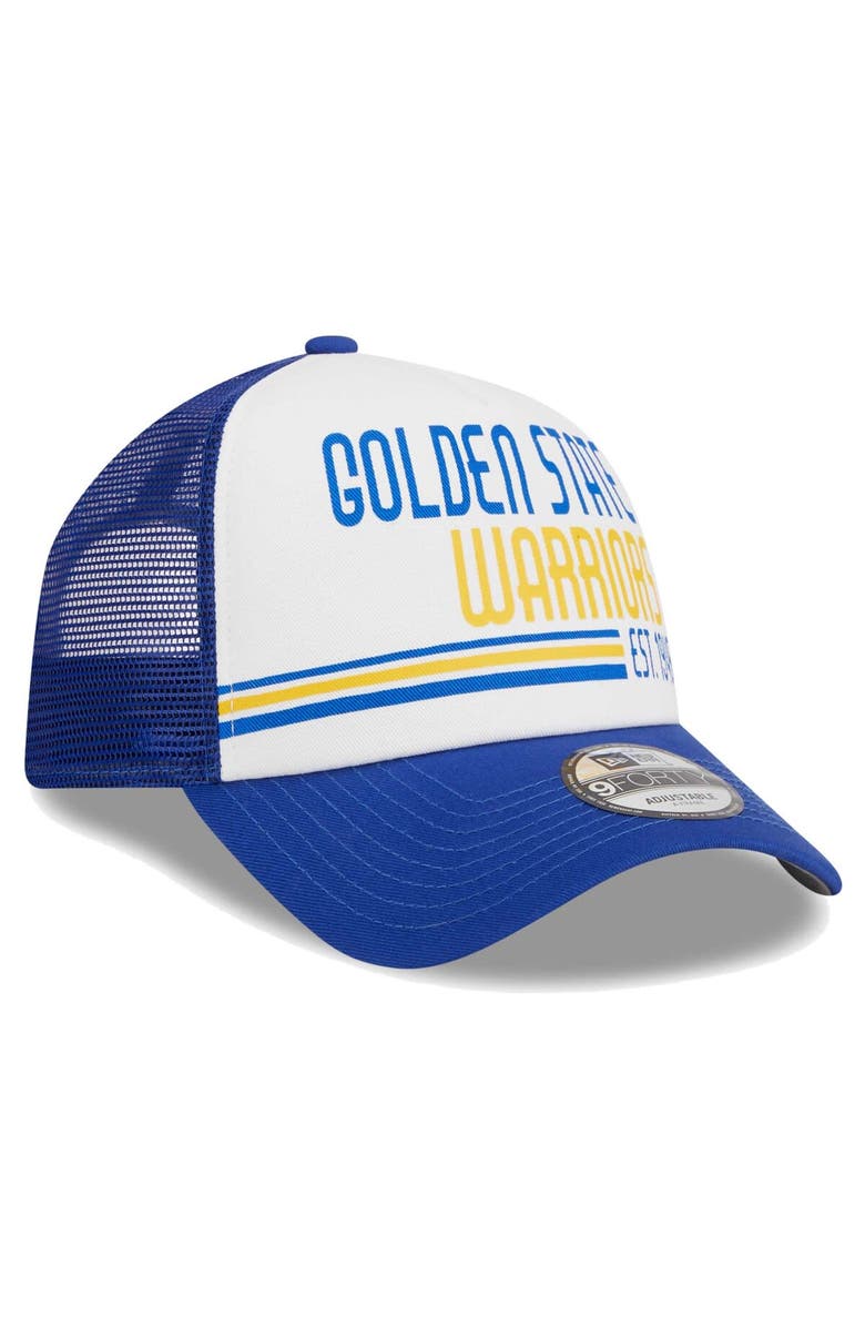 New Era Men's New Era White Golden State Warriors Lift Pass Foam Front Trucker 9FORTY Adjustable Hat, Alternate, color, White