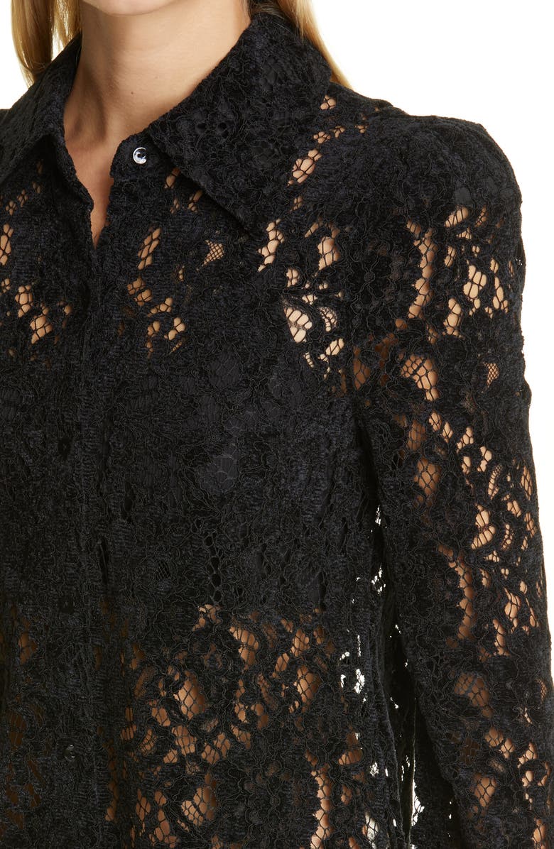 L'AGENCE Jenica Lace Button-Up Shirt, Alternate, color,