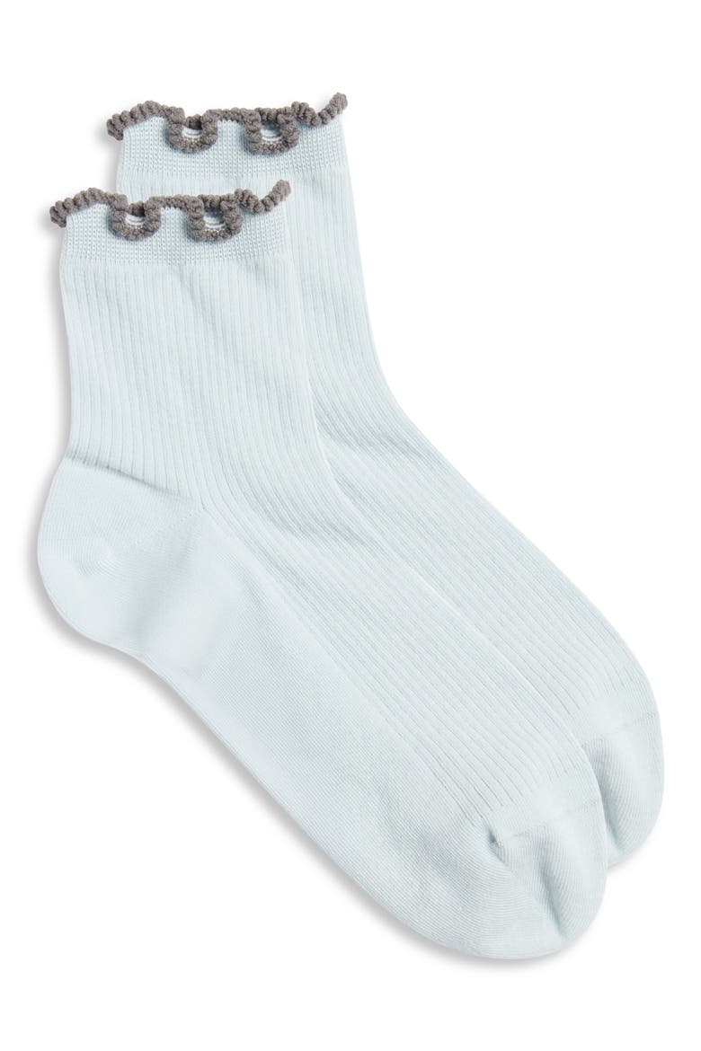 Indie Lettuce Edge Cotton Blend Quarter Socks, Main, color, STEEL