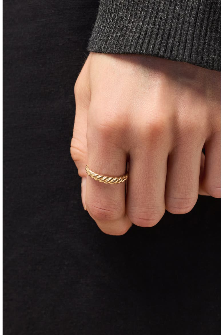 Solid Yellow Gold - Dome Rope Ring, Alternate, color, Gold
